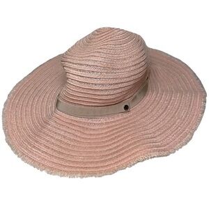 Inverni Firenze BNWT Size 56 M Light Pink Hemp Cotton Flouncy Wide Brim Sun Hat